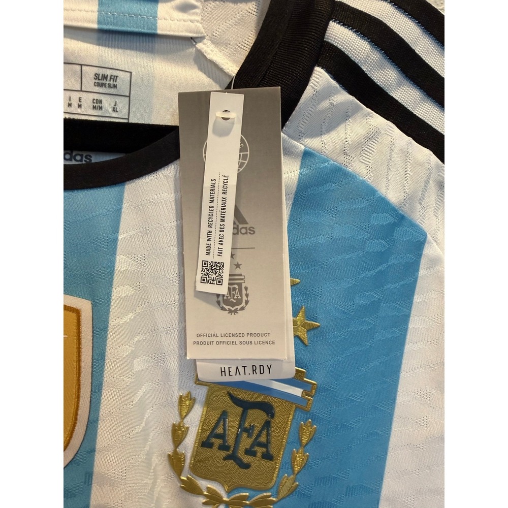 Adidas Mens Argentina Messi 10 World Cup Home Jersey Blue White M NWT - Picture 4 of 5
